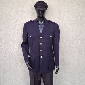 Key Stone Men's Vintage Military Dress Uniform Jacket with Gold Button Accents